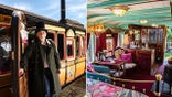 Nigel Brooke who lives in old railway station in Delph, Saddleworth, has refurbised an old classic train carriage in his garden and turned it into an Airbnb. See SWNS copy. 11/07/25