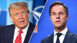 Mark Rutte, right, praises President Donald Trump's, left, tough leadership style after president used 'strong language' to maintain Middle East ceasefire