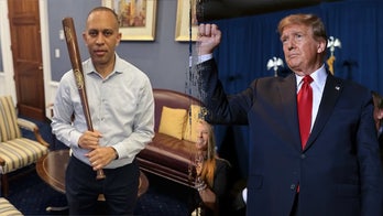 Jeffries sparks social media firestorm with 'low energy' pic holding baseball bat opposing Trump bill