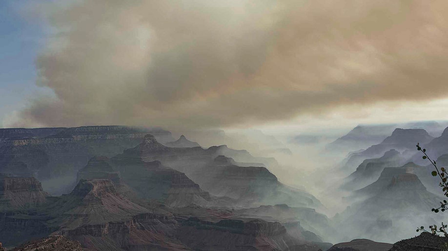 view of fires over the Grand Canyon