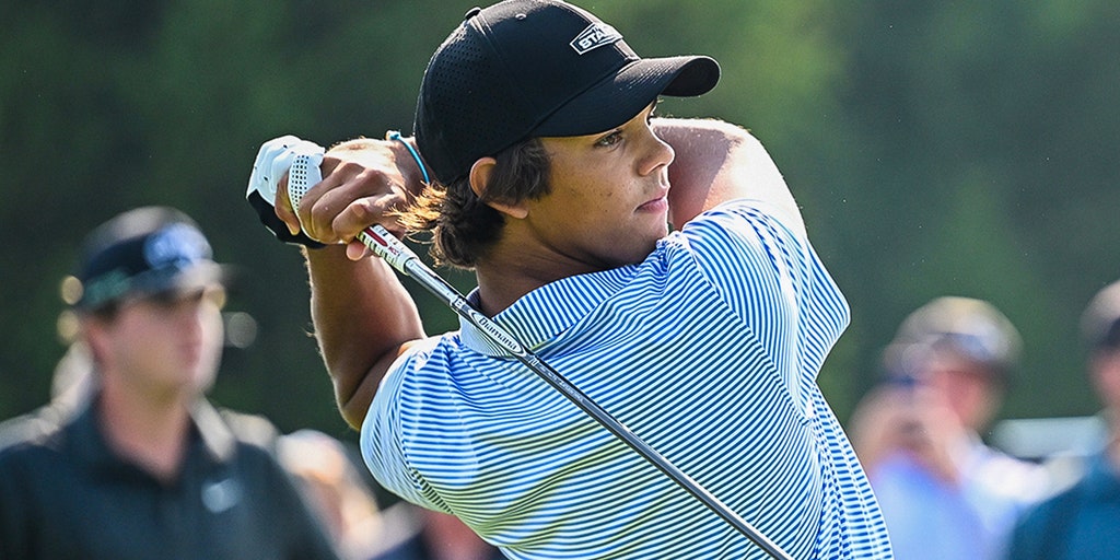 Charlie Woods sinks hole-in-one at TPC Sawgrass during Junior Players Championship