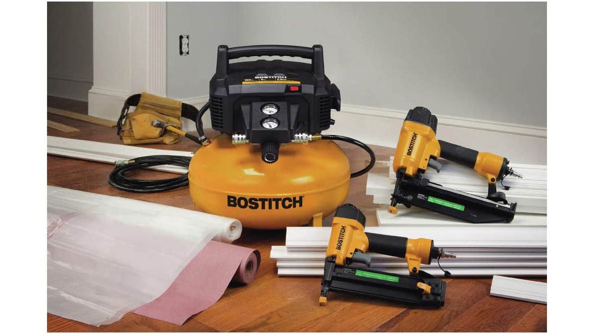 Use an air compressor for certain tools and to blow up deflated tires. 