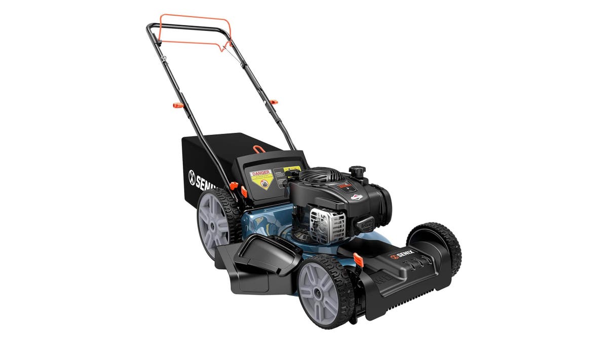 This gas-powered mower is ideal for medium and large yards.