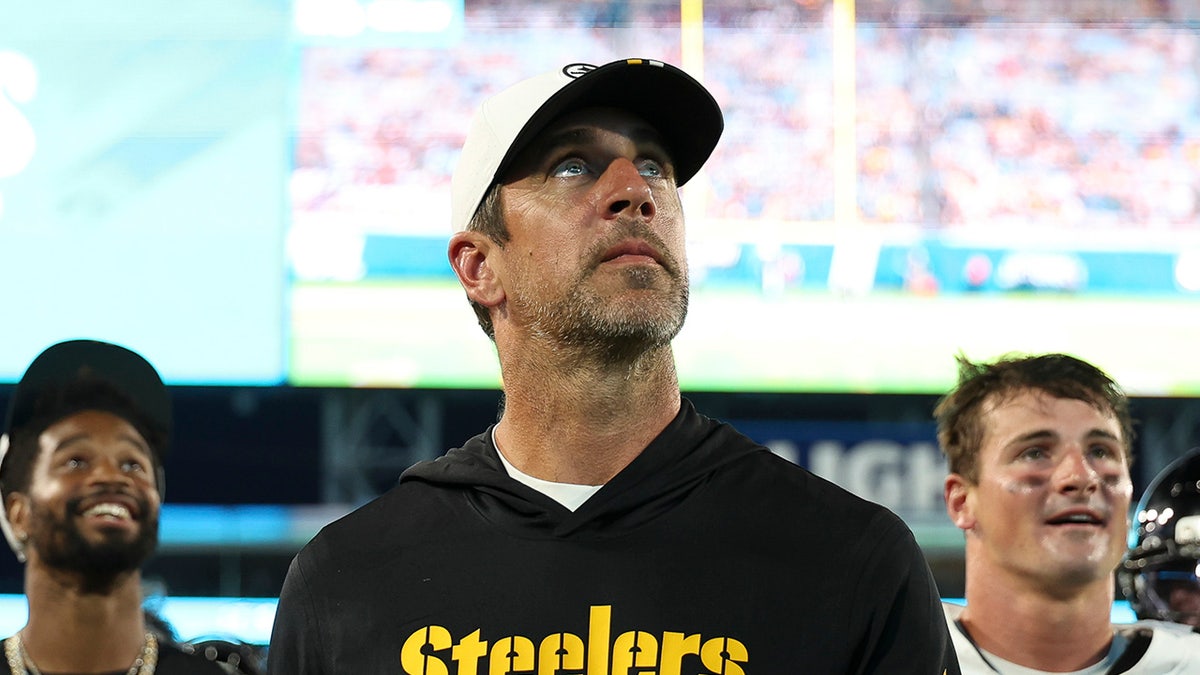 Aaron Rodgers looking