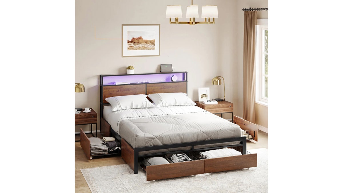Get plenty of additional storage with this modern bed frame. 