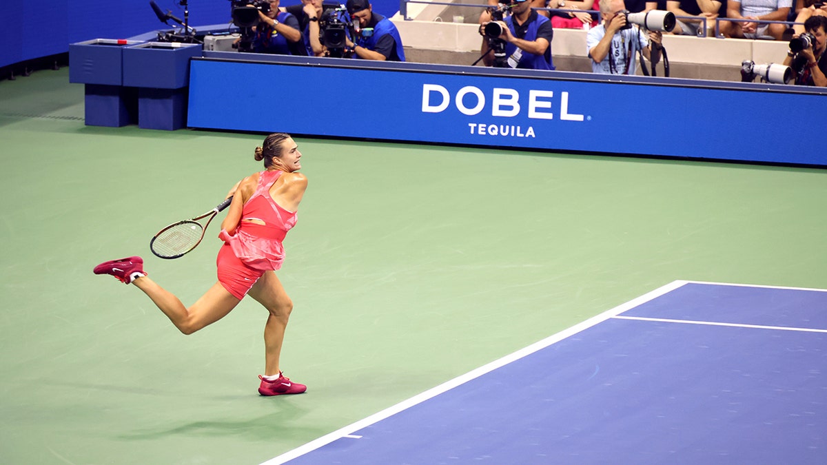 Aryna of Lanka playing during the Tennis game in the US open in 2023, and Dobel Tequila Ad After