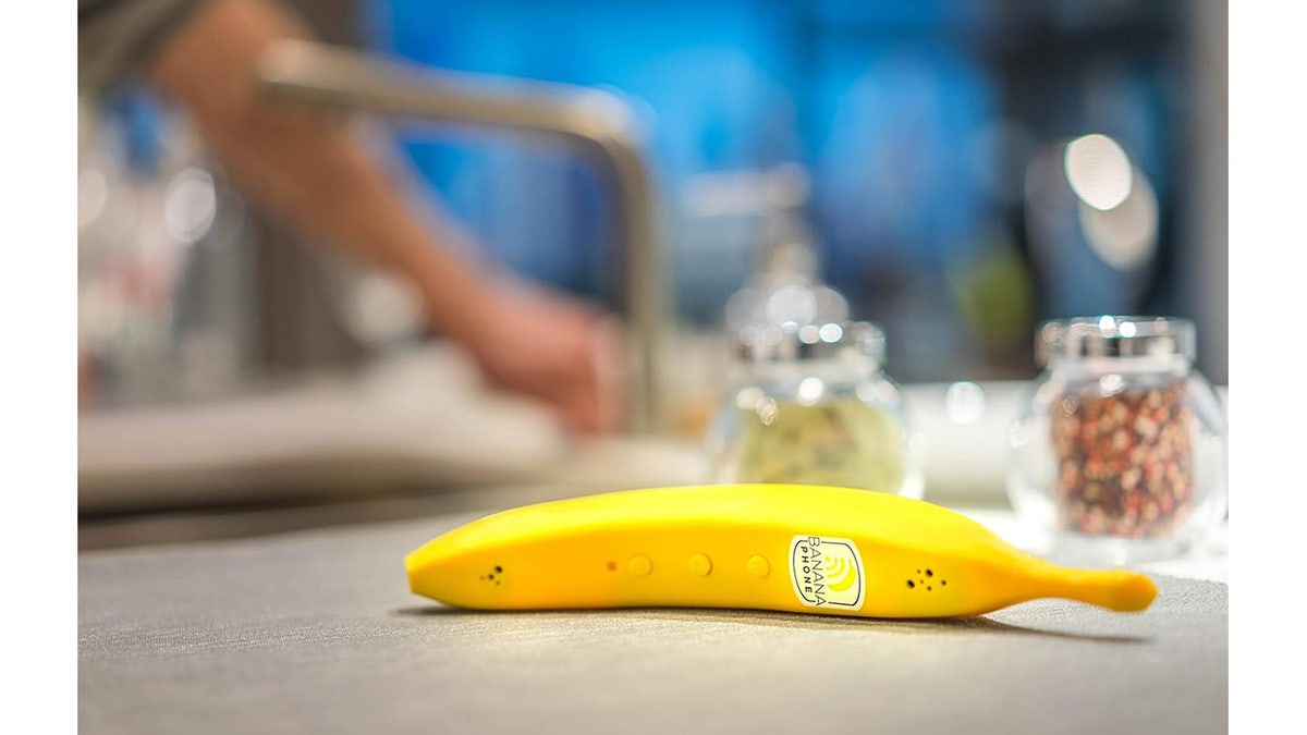 This banana phone is compatible with iPhone and Android devices.