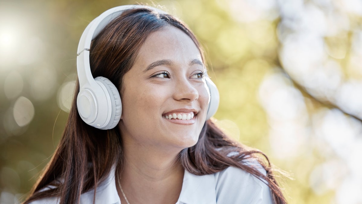 woman wearing headphones