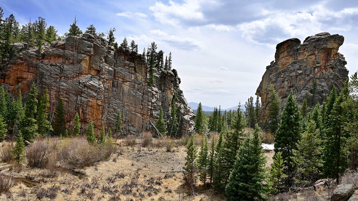 Chimney Rock, right, at Staunton State Park in Colorado.