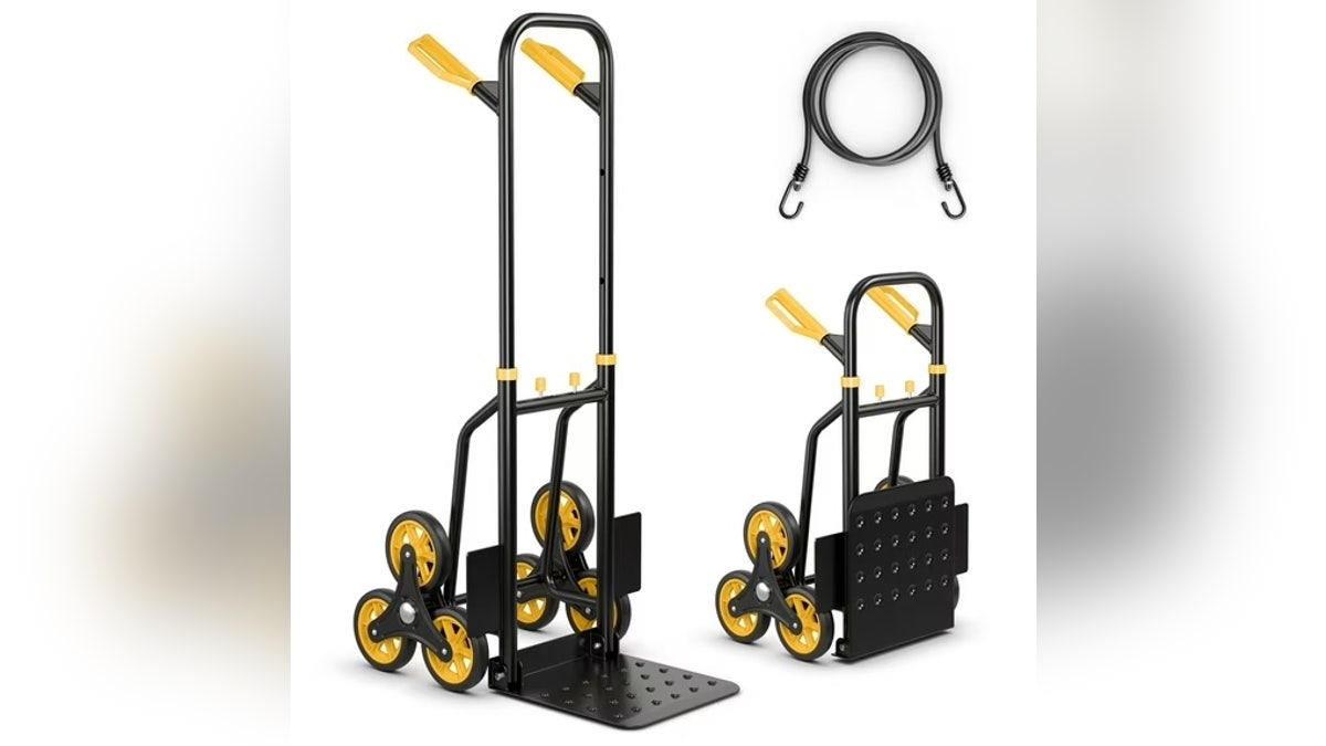 black and yellow hand truck