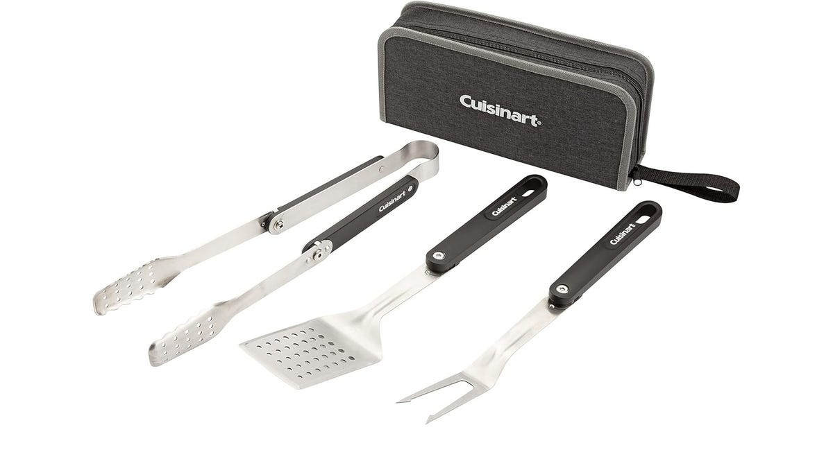 This handy set of grilling tools comes with a pouch.