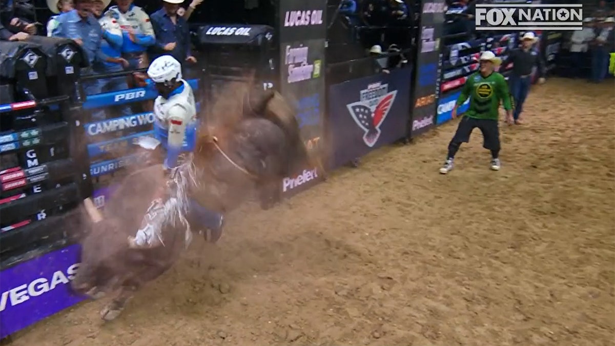 Bull rider Wingson Henrique da Silva rides Bufallo Heifer during PBR Friday Night Live on FOX Nation..
