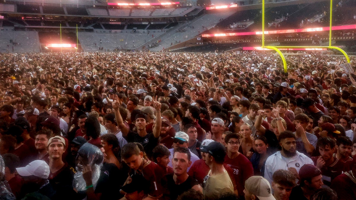 Florida State football fans storm the field