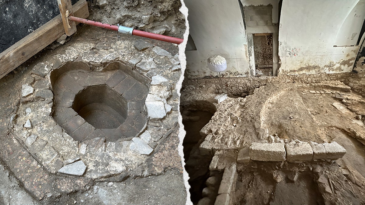 Divide the image of the baptism line, an air display of the excavation site