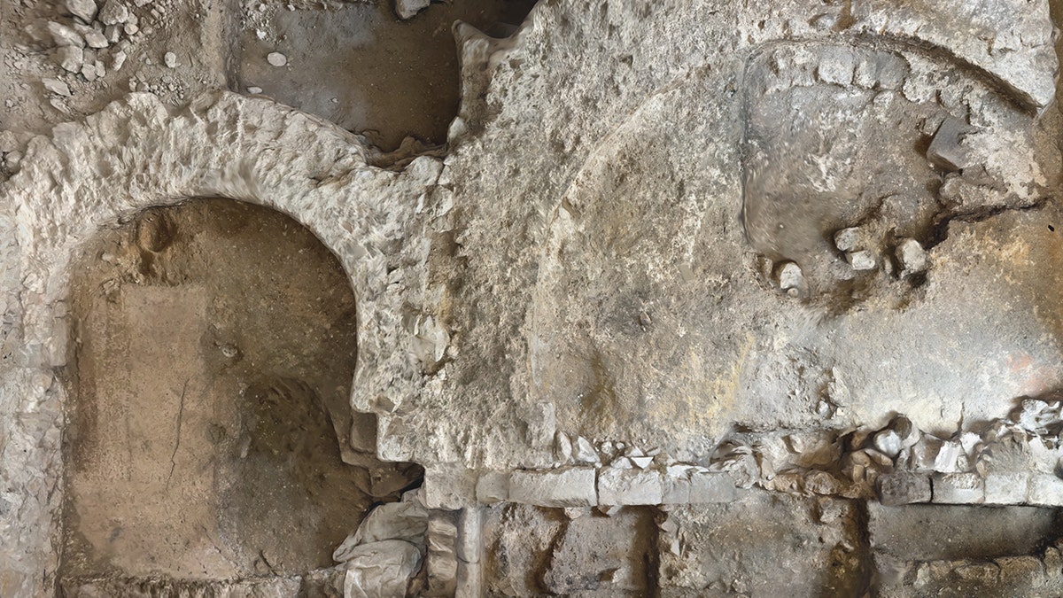 Birds eye view of excavation area, ancient stones