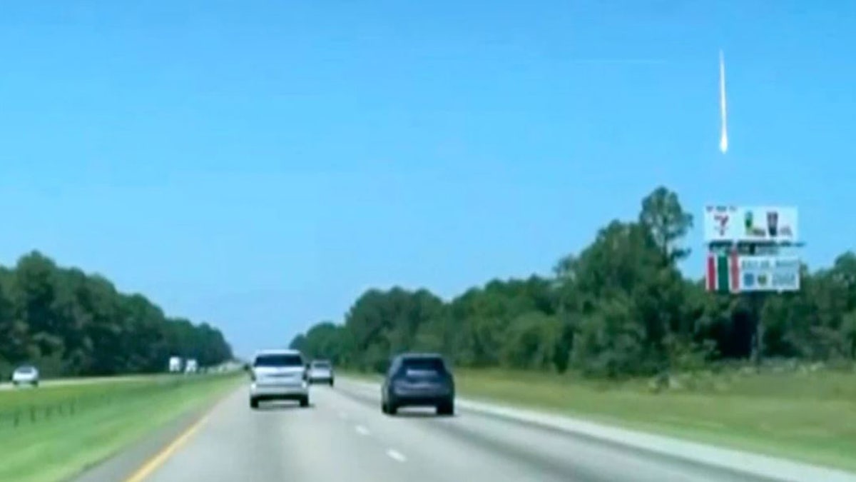 In the video screenshot, a bright object, later identified as a meteorite, was seen in the sky of McDonough on June 26, 2025. (Bryan Jennings Updyke via AP)