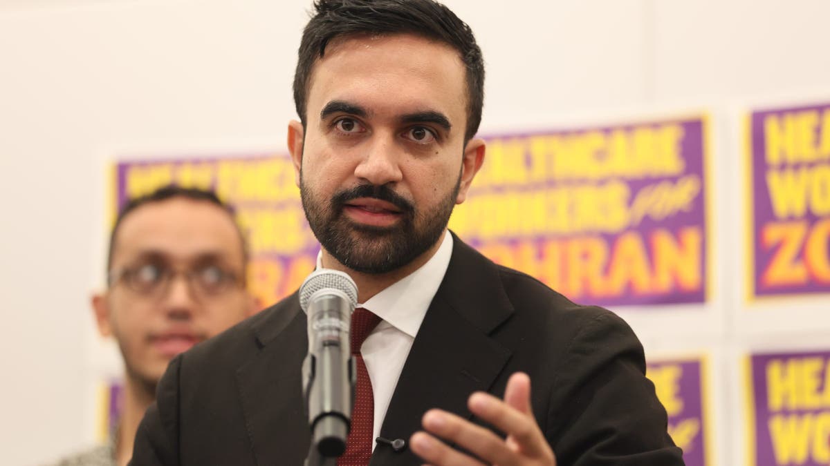 Zohran Mamdani, New York City's Democratic mayoral candidate, speaks at a news conference in New York on Aug. 11, 2025. (Michael M. Santiago, Getty Images)