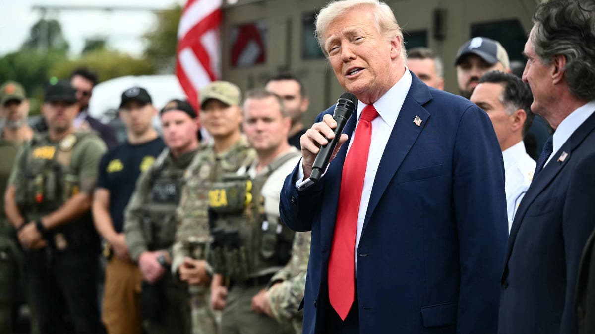 President Donald Trump with the police