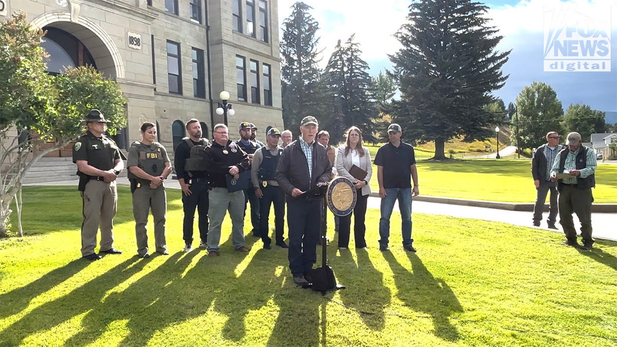 Montana bar shooting suspect arrested after week-long manhunt 1 Gov. Greg Gianforte leads press conference on green lawn of court building