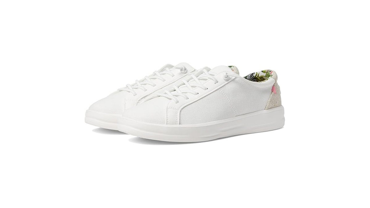 This slip-on shoe is designed for lightweight comfort and casual style.
