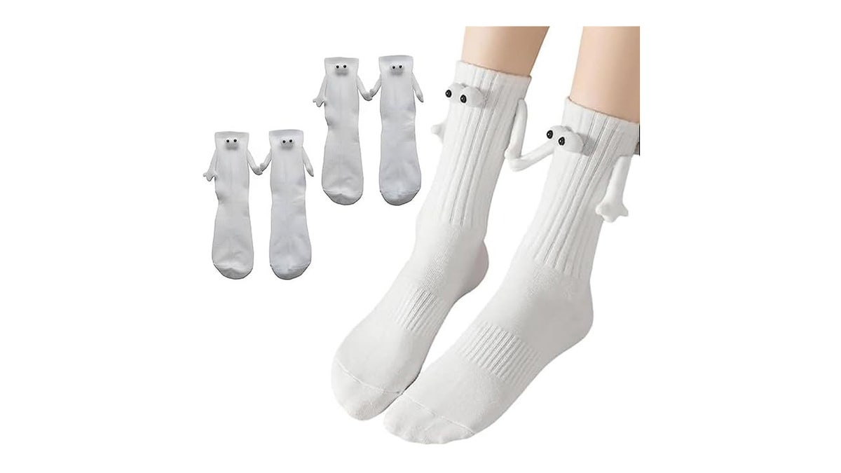 These socks hold hands.