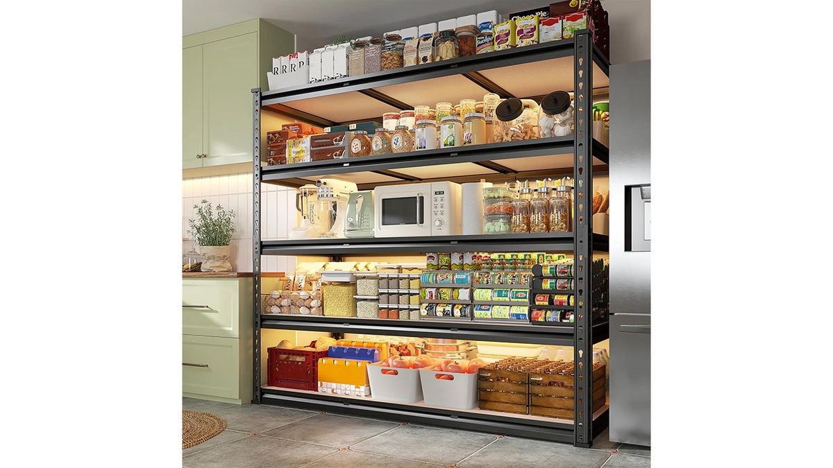 Don’t worry about overfilling this industrial shelf. 