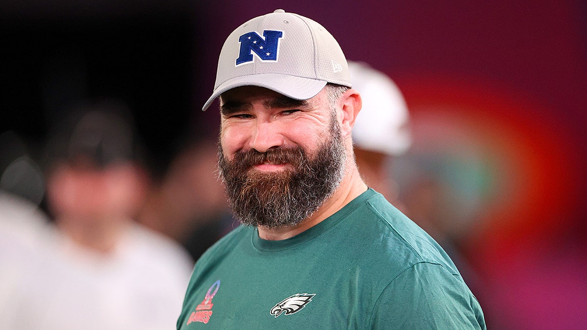 Jason Kelce looks on