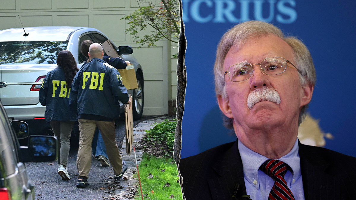 Compilation photo of FBI agents and John Bolton
