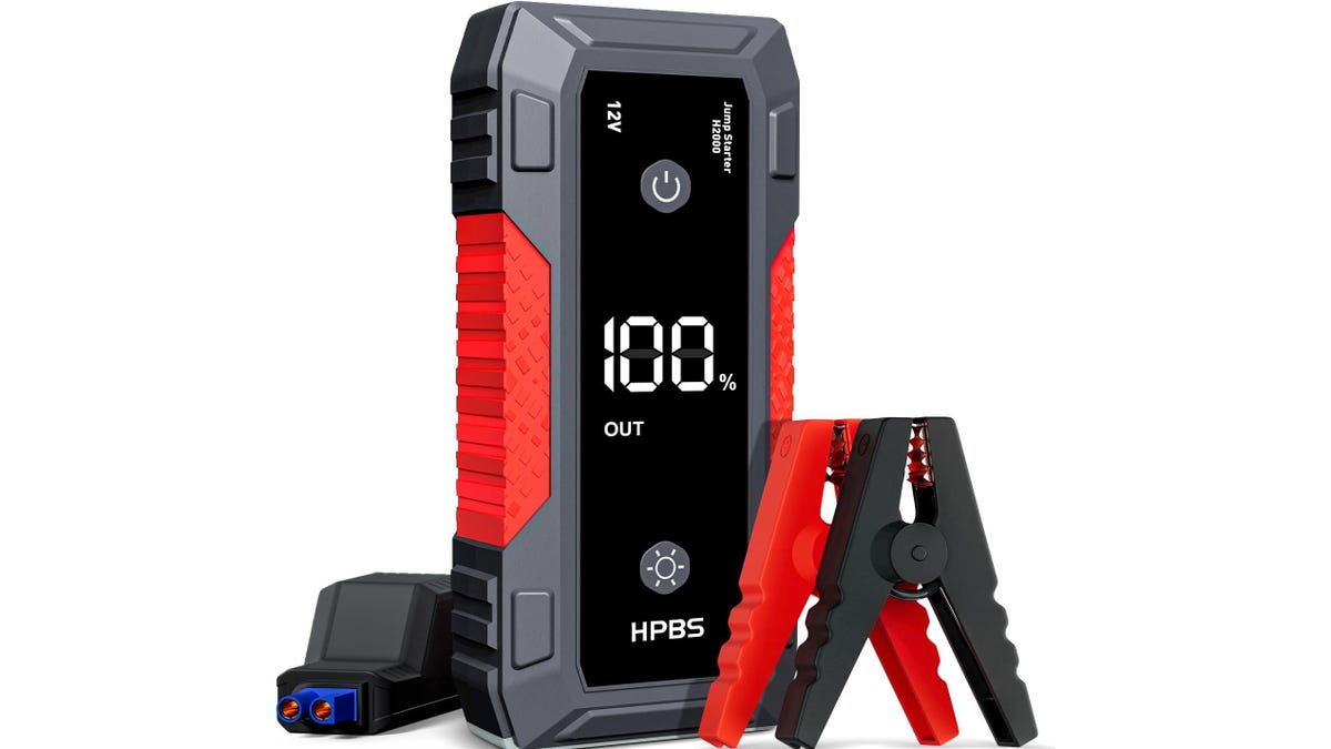 This portable lithium battery pack is designed to jump-start large vehicles.