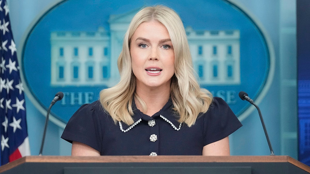 Karoline Leavitt speaks in the White House