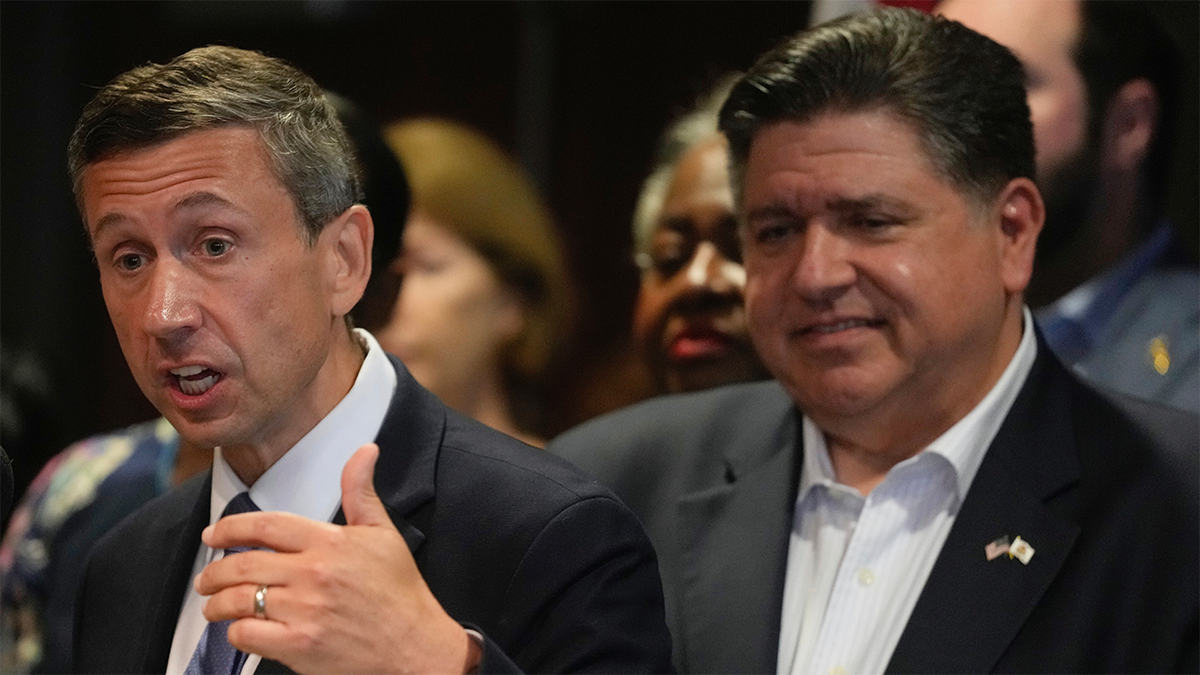 Democratic National Committee Chair Ken Martin and Illinois Gov. JB Pritzker