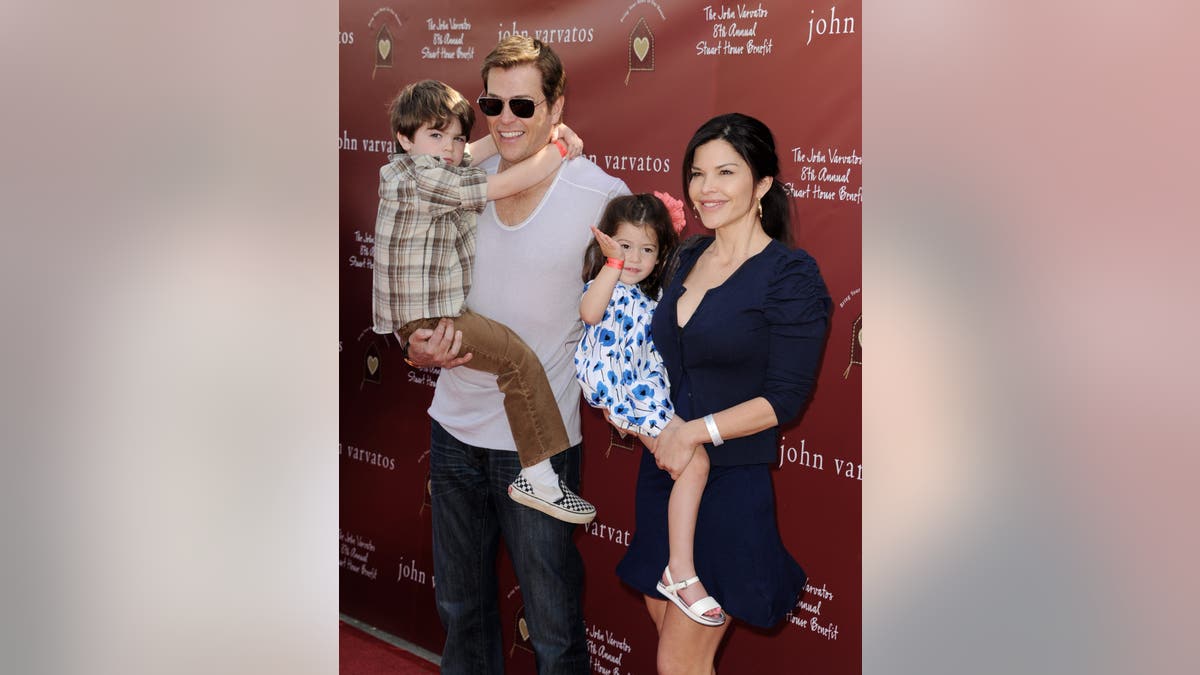 Agent Patrick Whitesell (L), his wife Lauren Sanchez and their children Evan and Ella