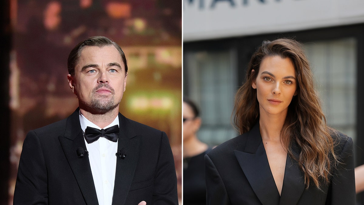 Leonardo DiCaprio and Vittoria Ceretti wear suits