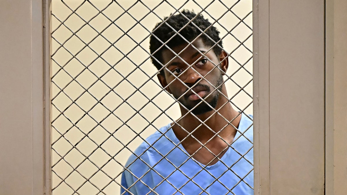 Lil Nas X appeared in court wearing a blue jumpsuit.