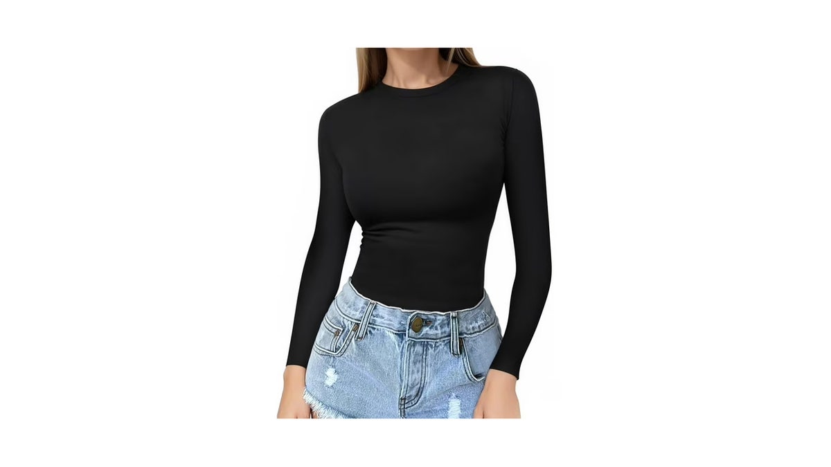Wear this ribbed shirt on its own or under a chunky sweater.
