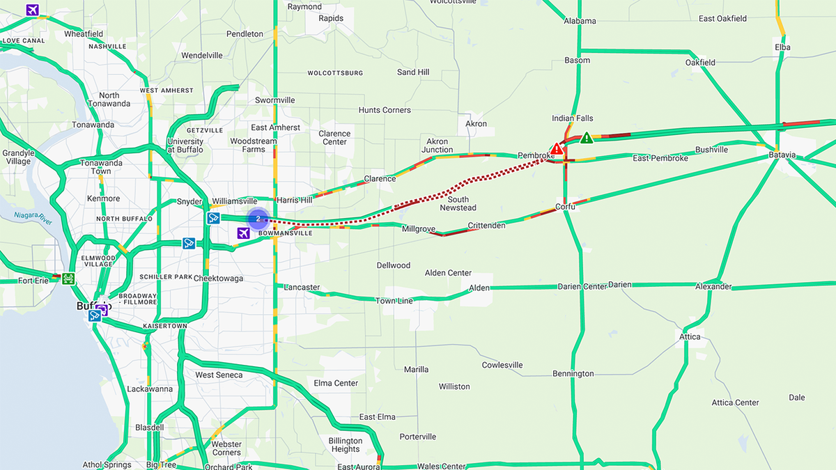 A map shows the area of the tour bus crash in rural New York.