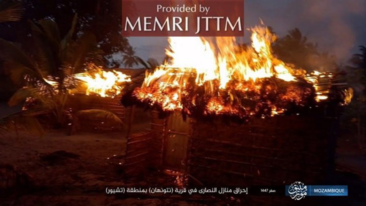 Structures set on fire in Mozambique in ISIS attack