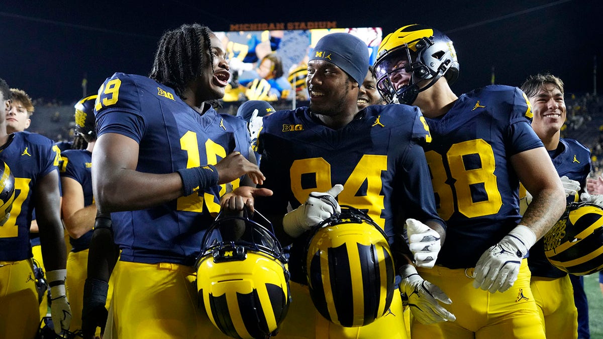 New Mexico lineman flees from Michigan defender after brief skirmish  at george magazine