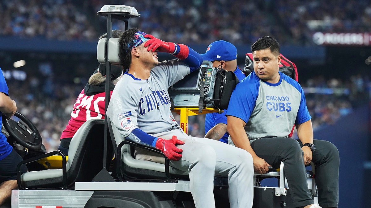 Miguel Amaya carted off the field