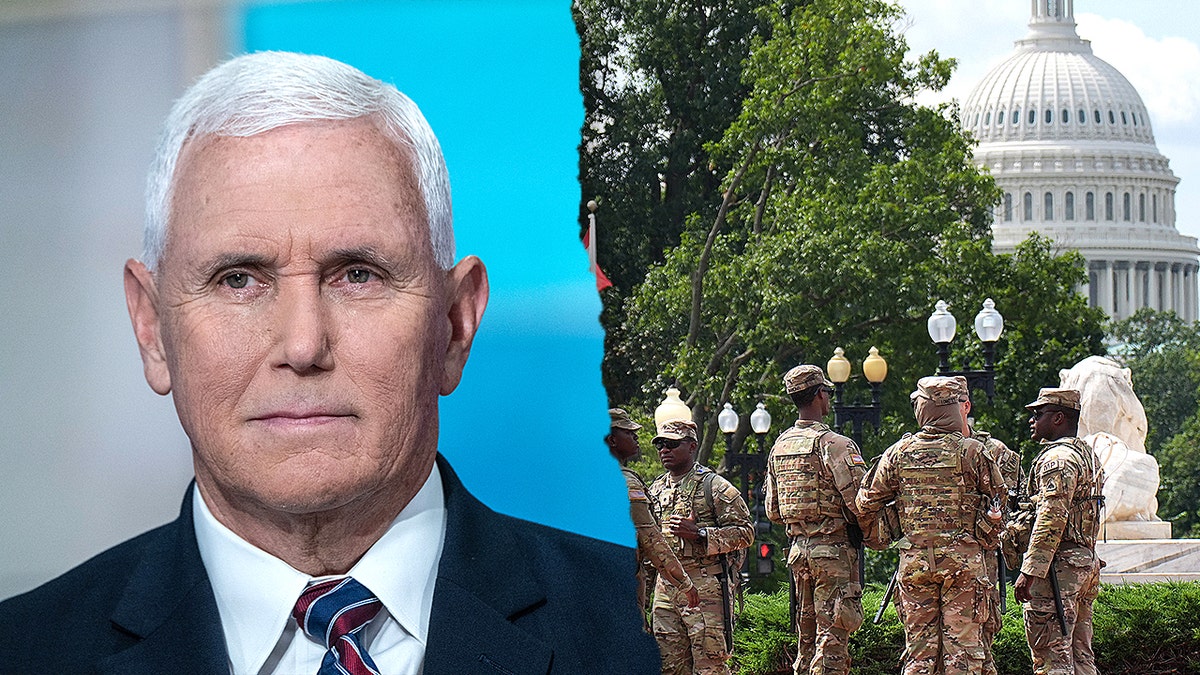 Former Vice President Mike Pence and National Guard in the Capitolian building