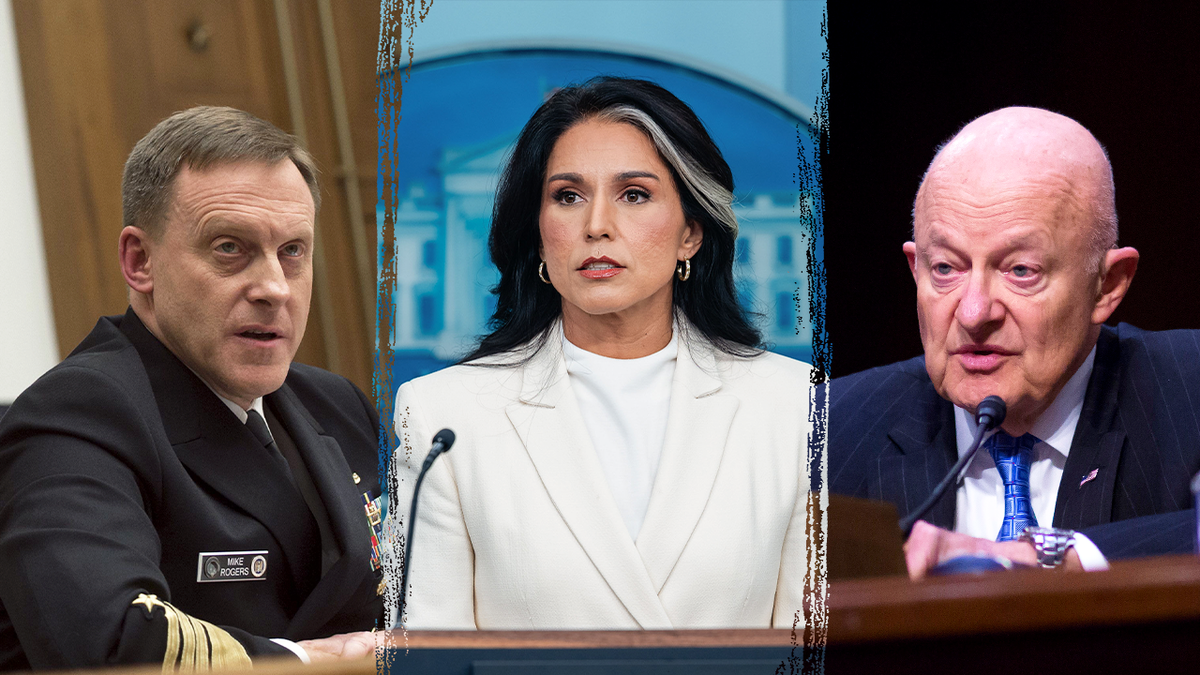 Former NSA manager Mike Rogers, left; Deni Toulsi Gabbard, Center; Previous DNI James Clapper, right.