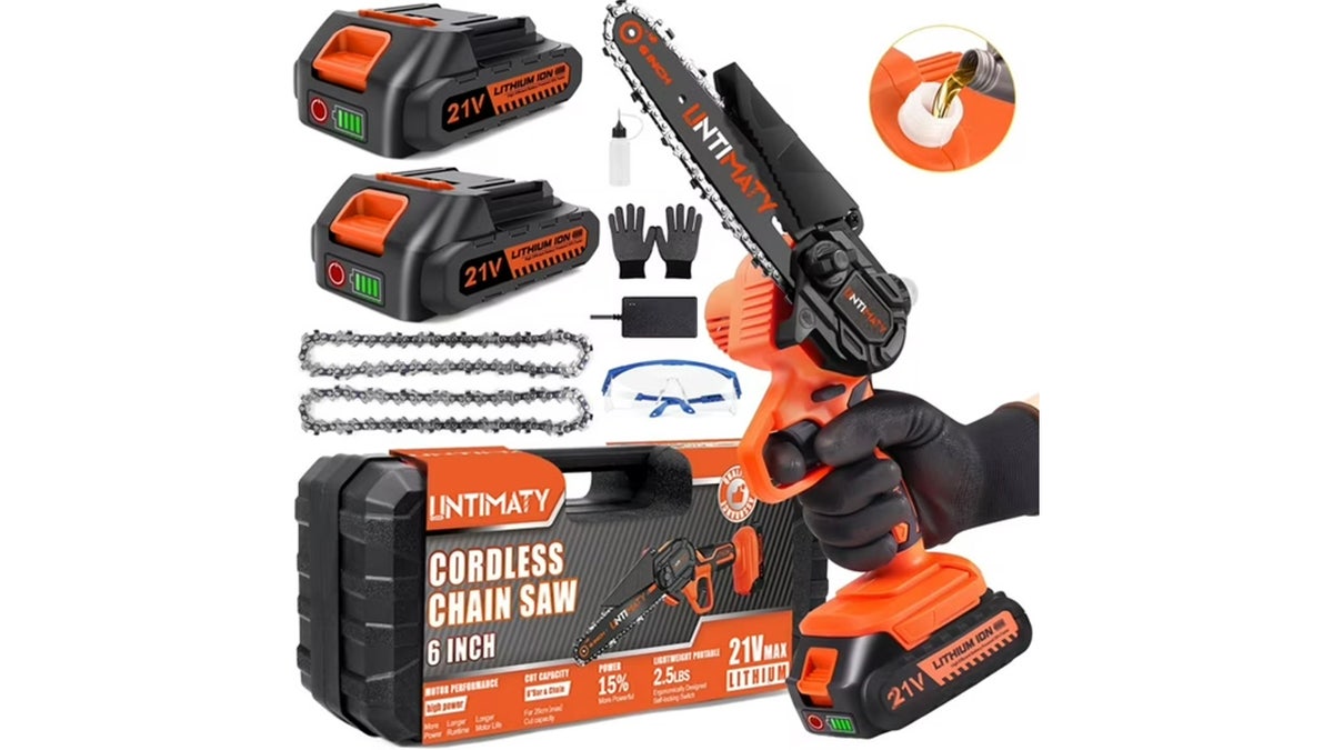 Use one hand to control this chainsaw. 