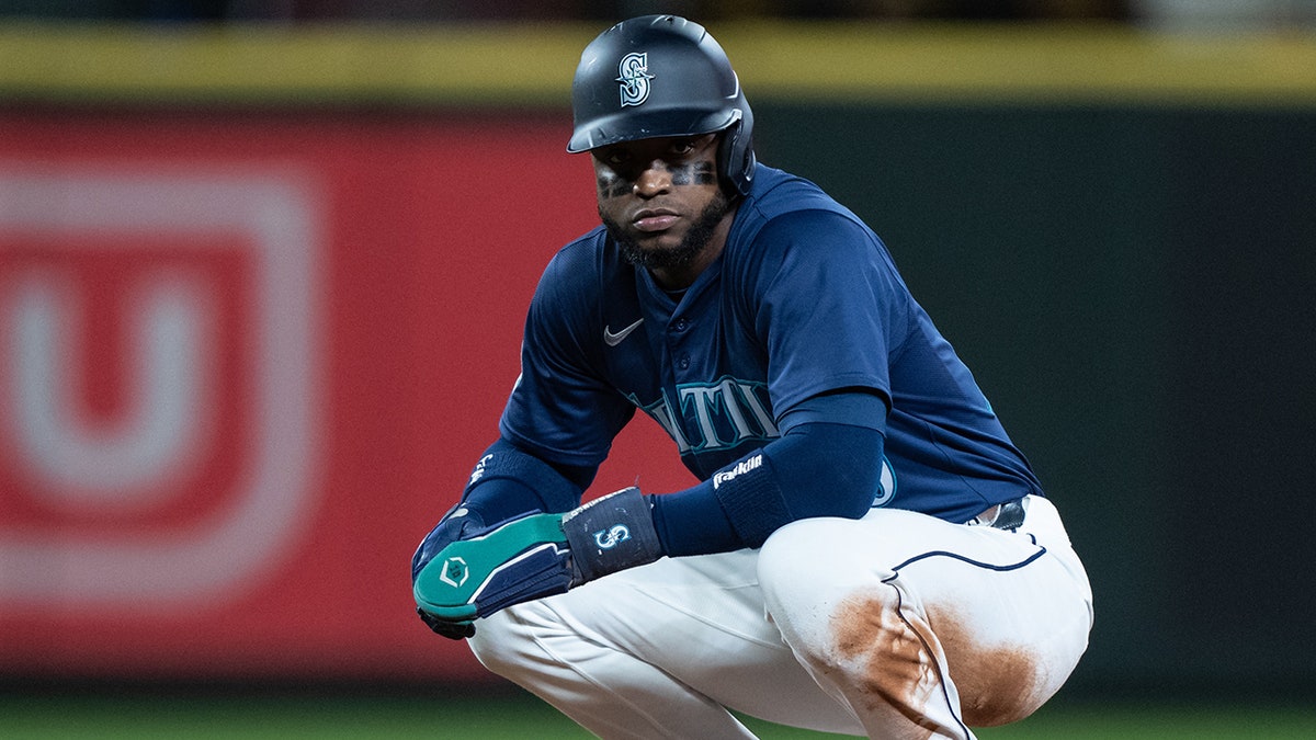 Victor Robles on second base