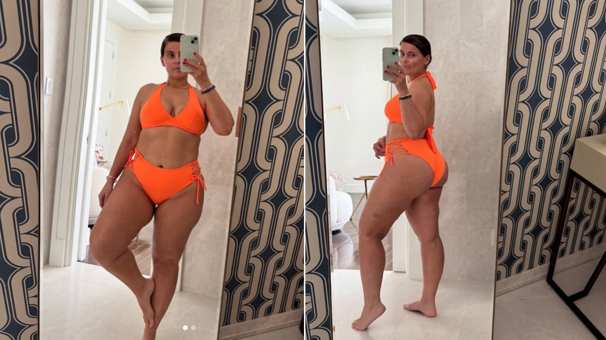 Nelly posted photos of herself in an orange bikini.