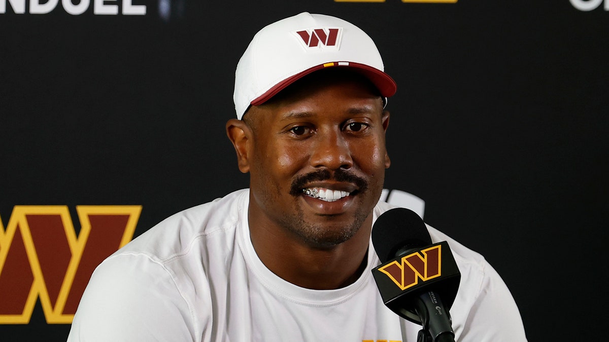 Von Miller speaks to reporters