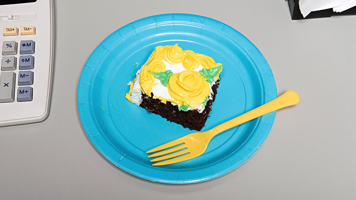 Cake on an office desk