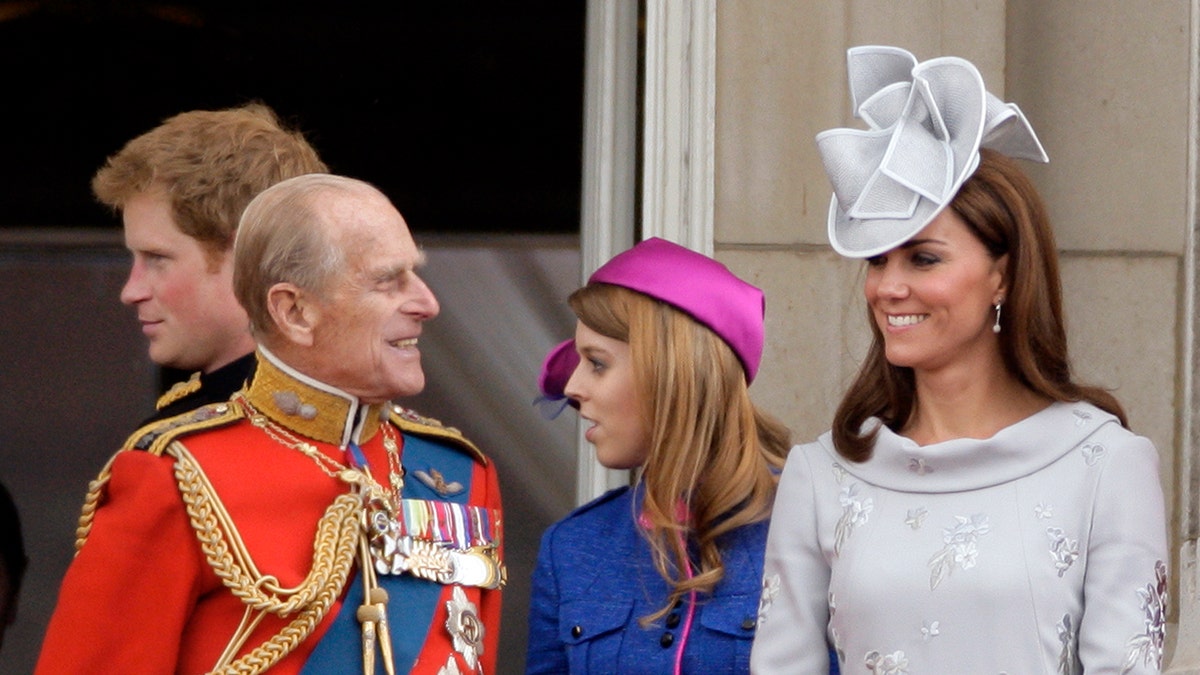 Prince Philip gave Kate Middleton golden rule for surviving the monarchy 3 Prince Philip and Kate Middleton smiling at each other from Buckingham Palace.
