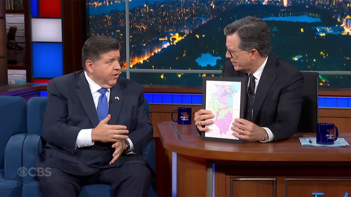 JB Pritzker and Stephen Colbert