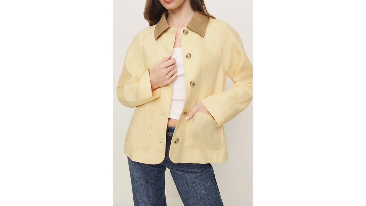 This lightweight jacket is the perfect way to wear summer shorts into early fall.