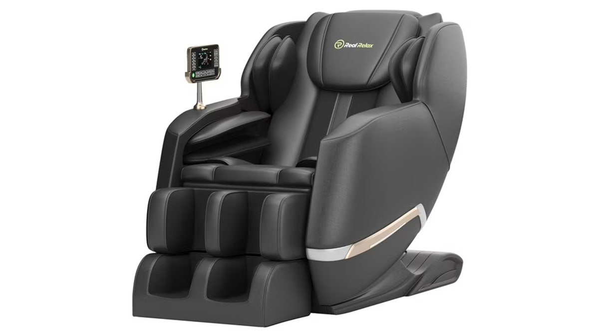 This chair has massage and heat capabilities, with built-in Bluetooth and lighting. 